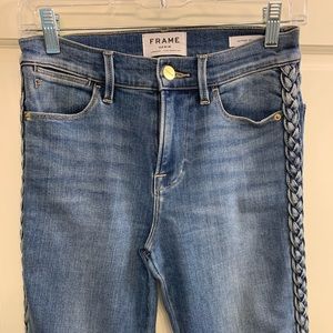 Frame Le High Braided Trim Skinny Jean